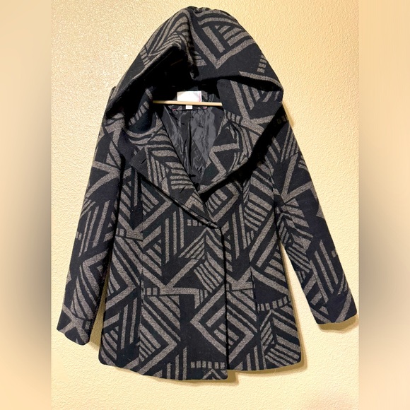 Aztec Hooded Pea Coat Women’s Medium - Picture 1 of 5